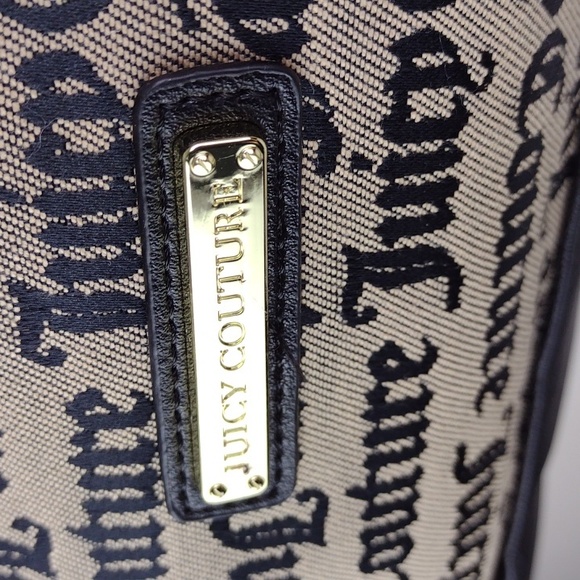 Juicy Couture L.A. Tan & Black Canvas Weekender Crossbody Duffle Bag Tote NWOT - Picture 2 of 16